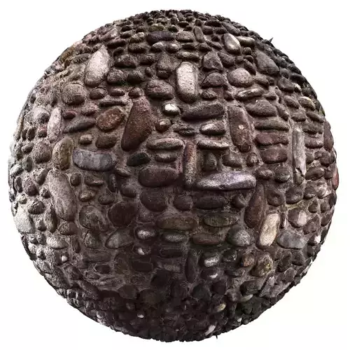 Stone - Old Pavement Pebbles Wall Vol 01 - PBR scanned texture 