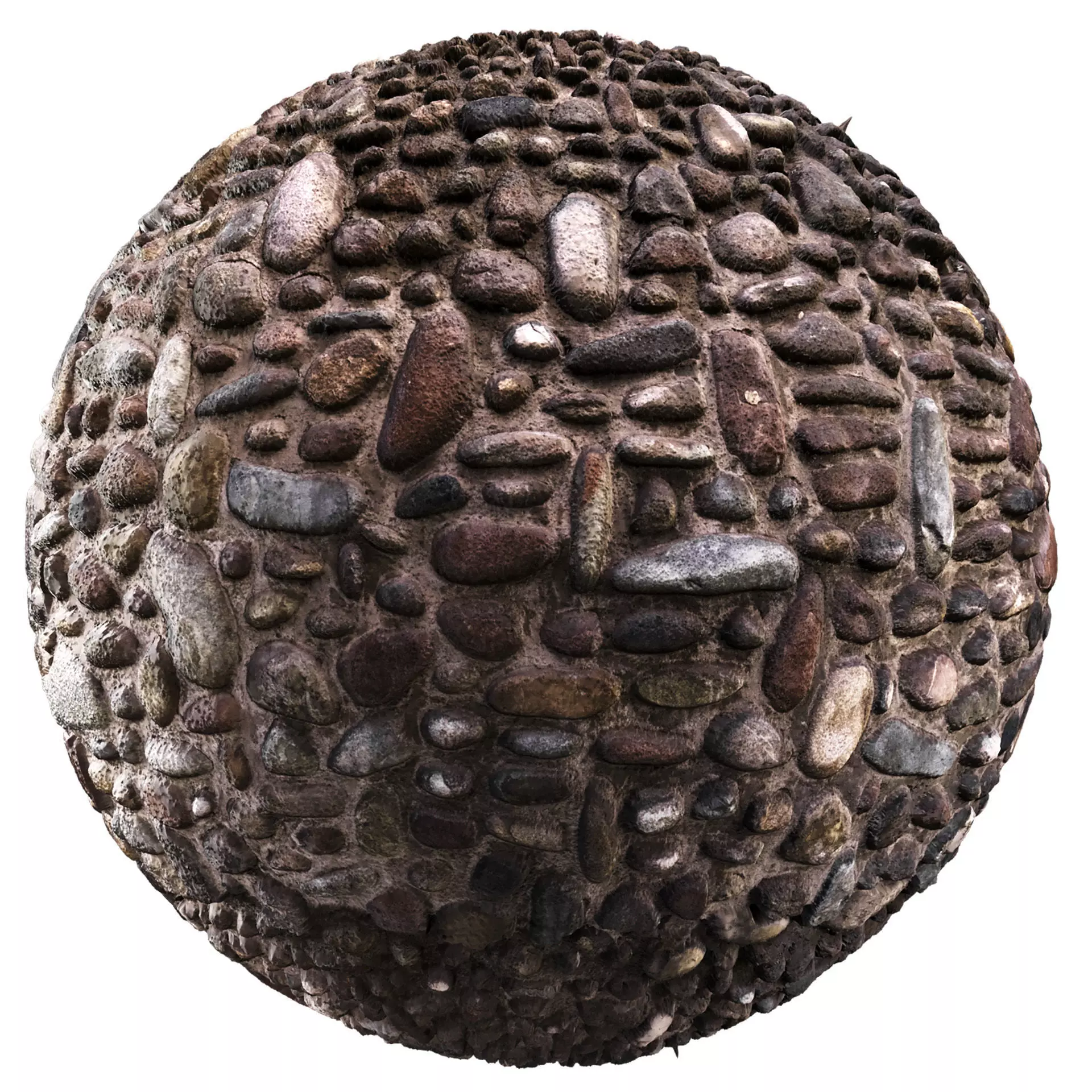 Stone - Old Pavement Pebbles Wall Vol 01 - PBR scanned texture Texture