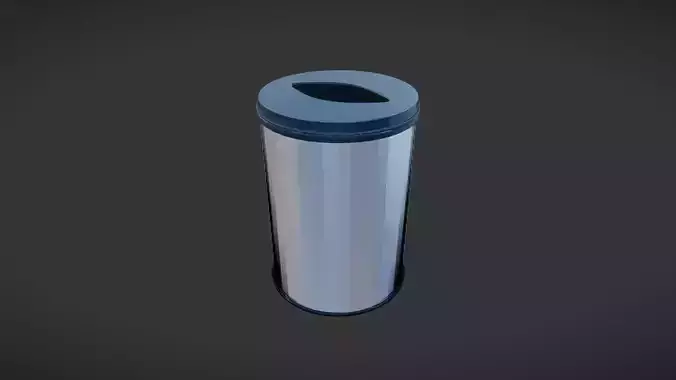 metallic trash can