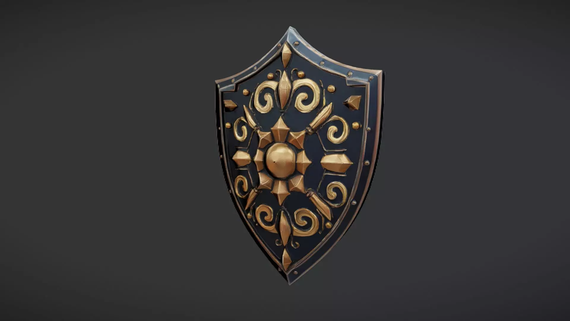 decorative medieval shield 3D model_0
