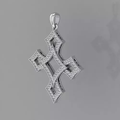 Cross Pendant Round diamond 