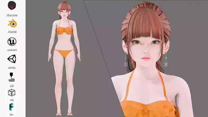 Bikini 0015 - UE5 - Unity - Blender - Animated