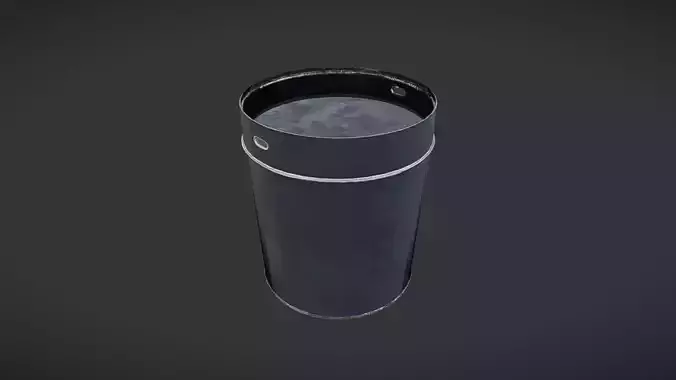 Black round metal trash can