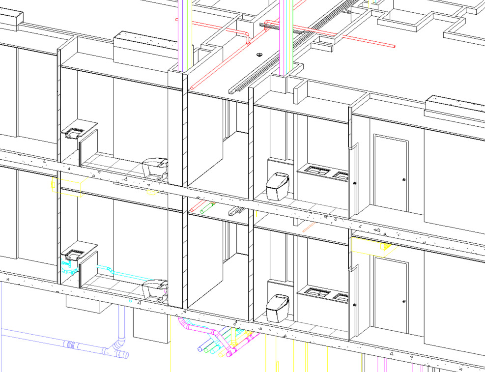 Revit MEP All System with unit floorplate Project Model   3D model_1