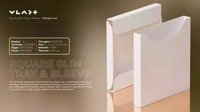 Square Slim  Tray and Sleeve Box 3D model