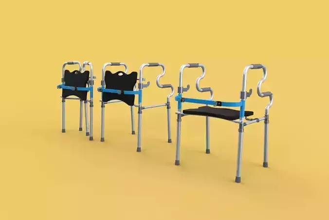 FOLDABLE WALKER SEAT FOLDING WALKING FRAME CHAIR STANDING AID 3D model