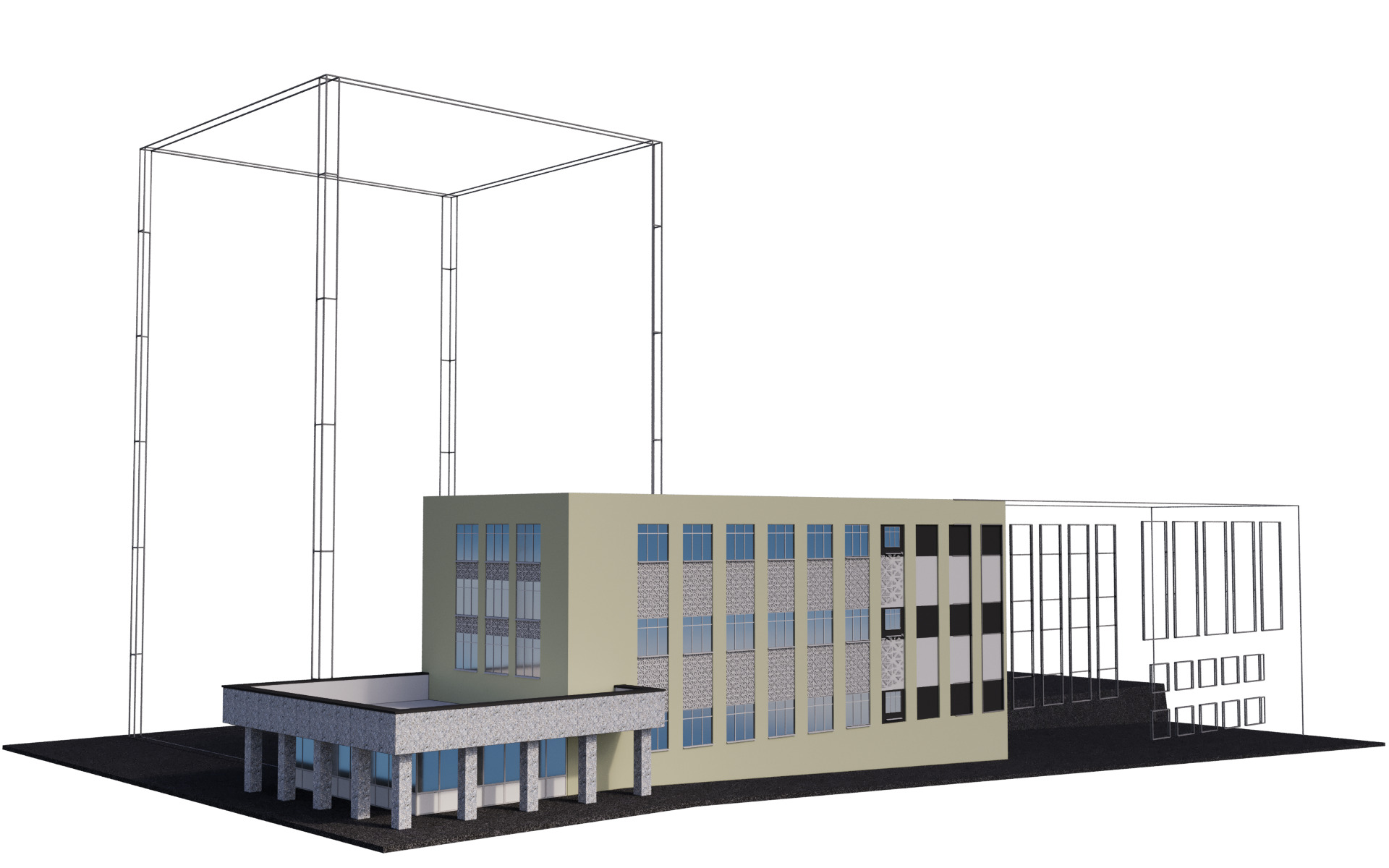 3D old archive building Almaty Kazakhstan 3D model_3