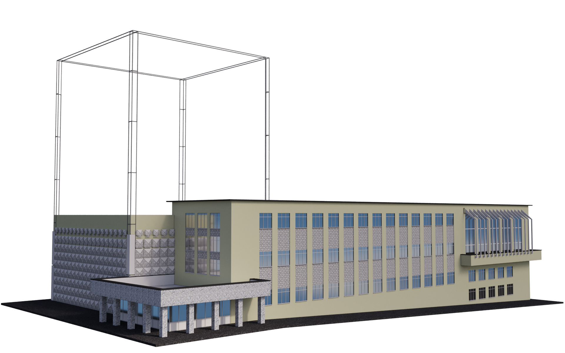 3D old archive building Almaty Kazakhstan 3D model_4