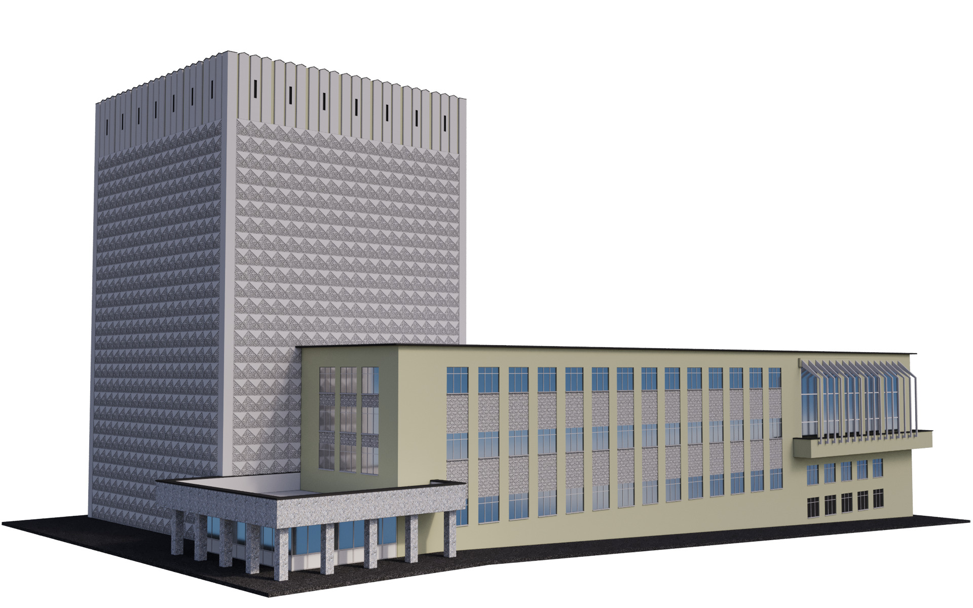 3D old archive building Almaty Kazakhstan 3D model_7