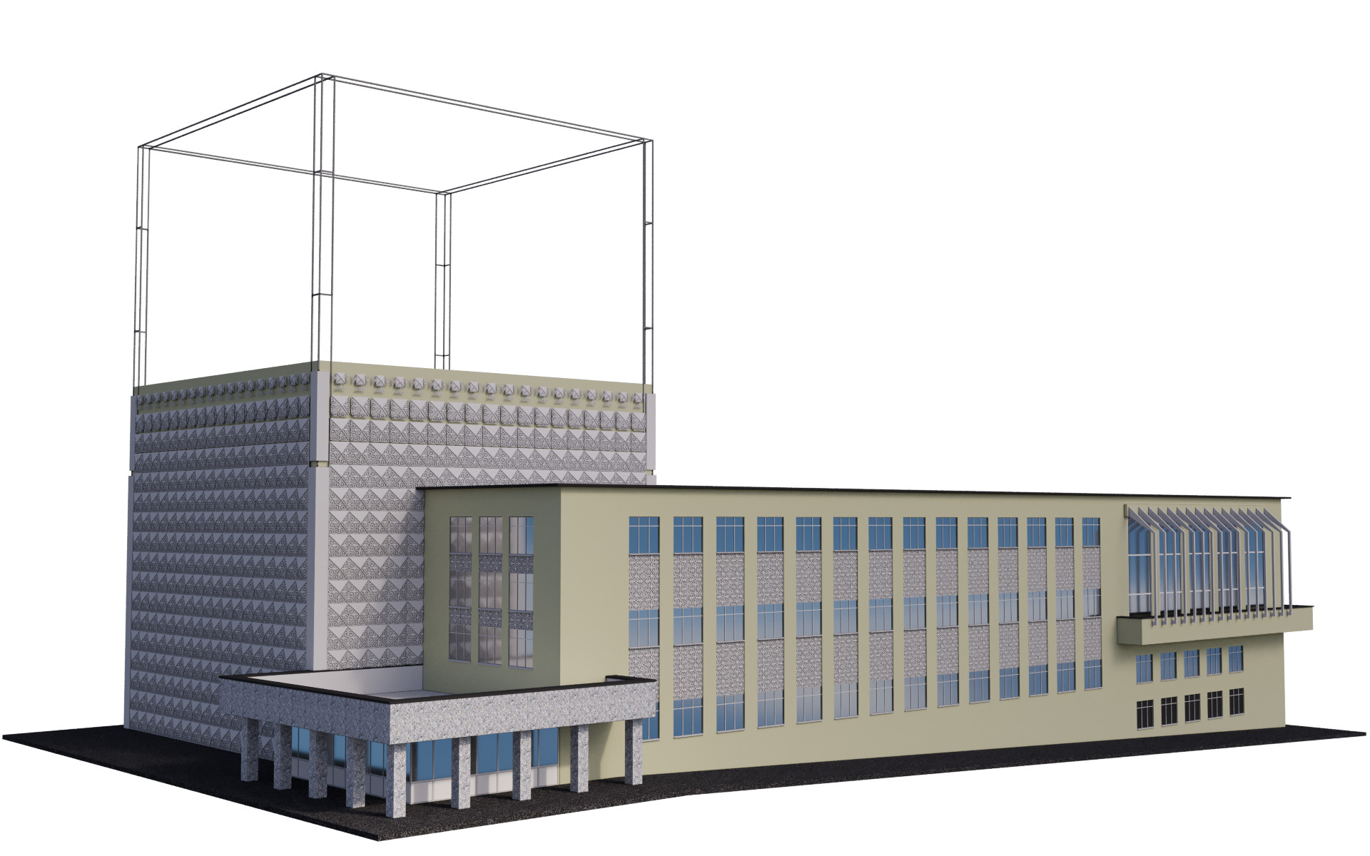 3D old archive building Almaty Kazakhstan 3D model_5