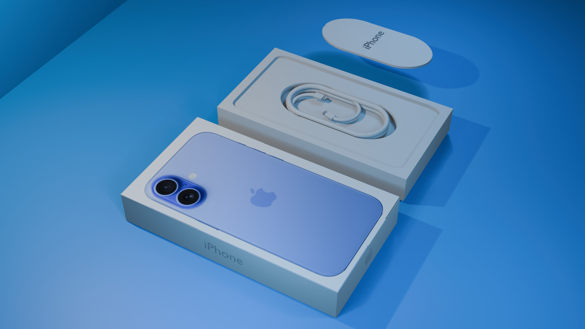 iphone 16 blue ultramarine with box Low-poly 3D model_2