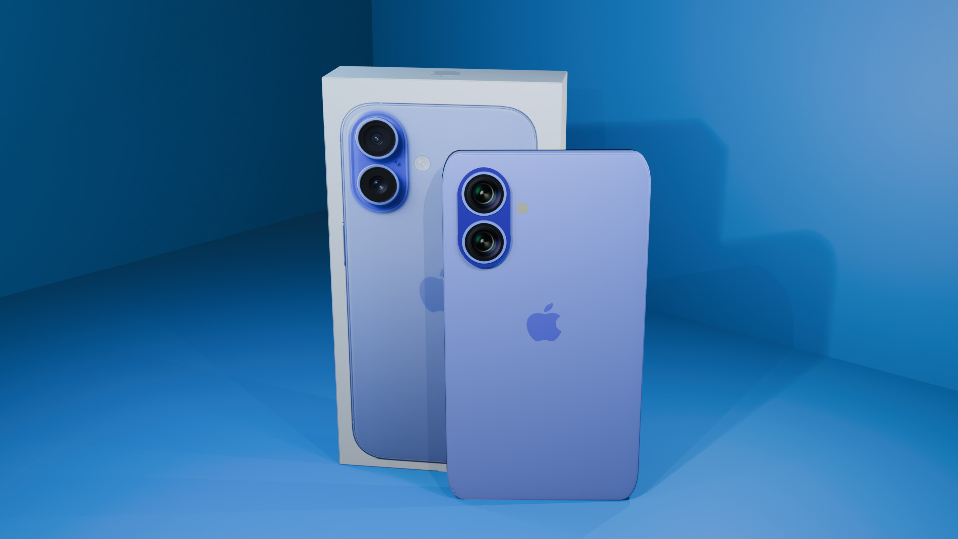 iphone 16 blue ultramarine with box Low-poly 3D model_4