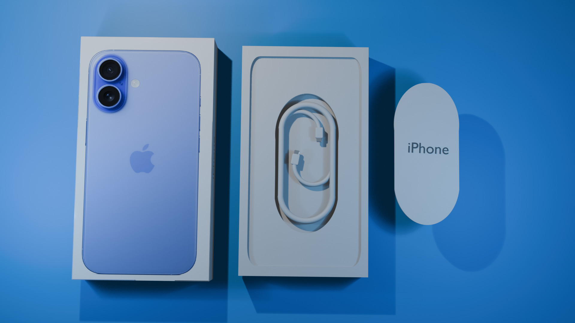 iphone 16 blue ultramarine with box Low-poly 3D model_1