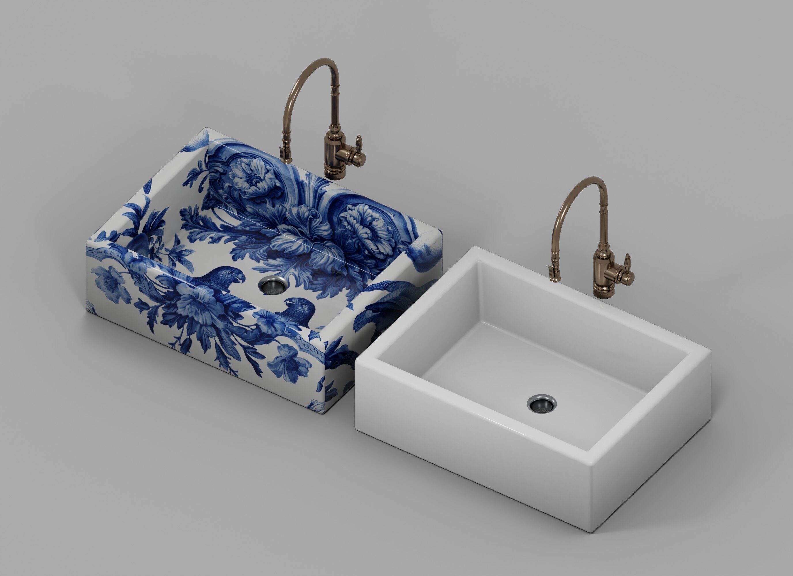 Ceramic Sink With Faucet 3D model_2