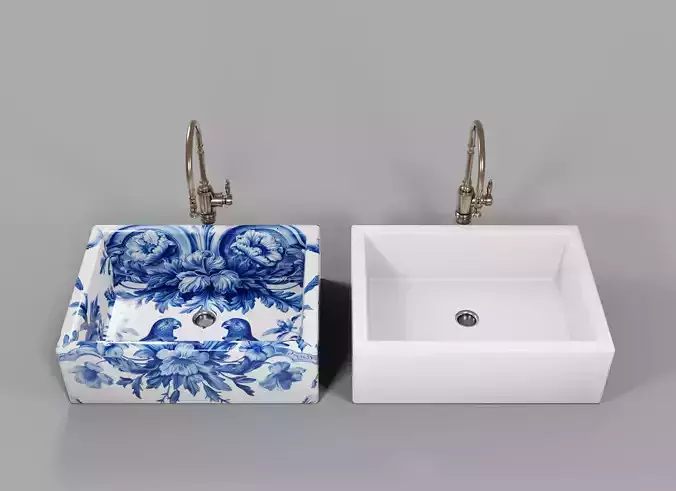Ceramic Sink With Faucet 3D model
