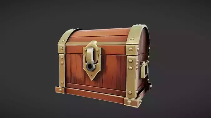 wooden treasure chest with metal reinforcements