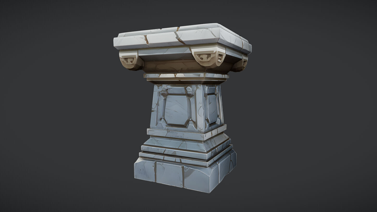 ancient stone pedestal 3D model_4