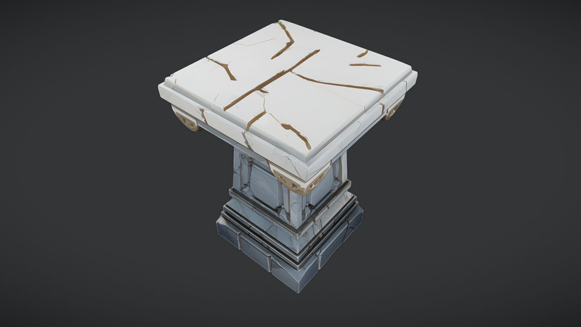 ancient stone pedestal 3D model_2