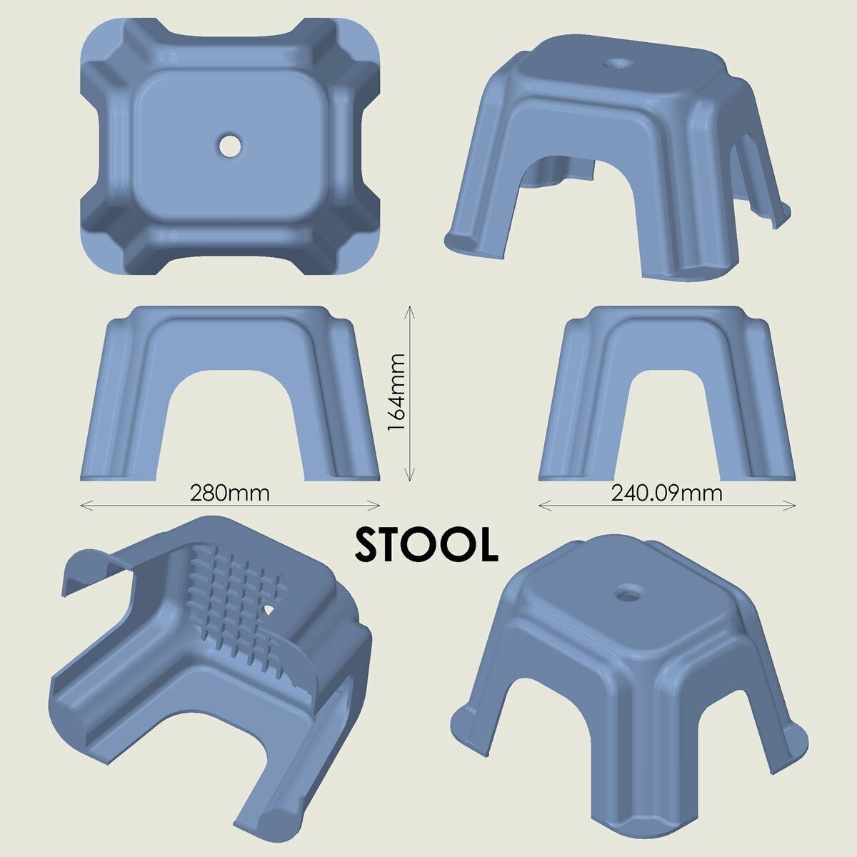 Stool Chair 3D print model_3