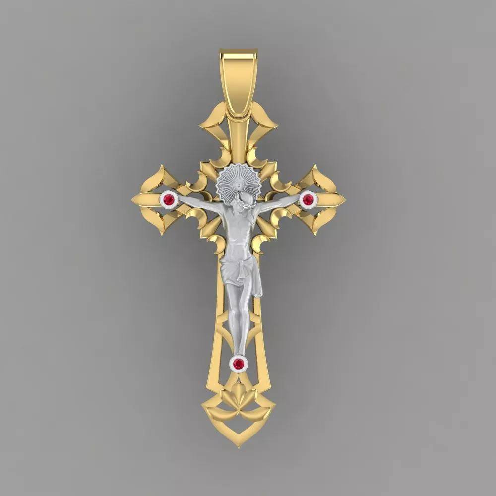 Gold Cross With Jesus 3D print model
