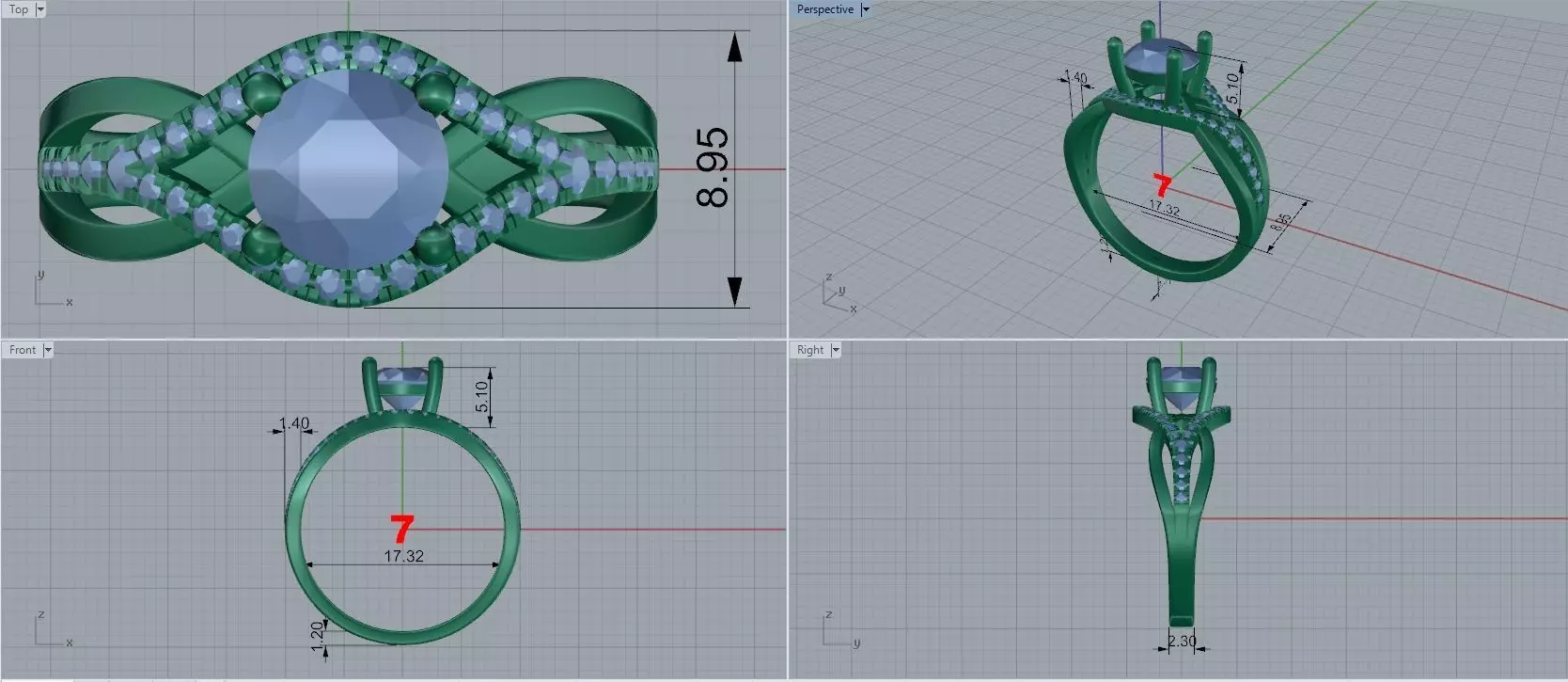 Engagement Wedding Ring 70 3D print model_5