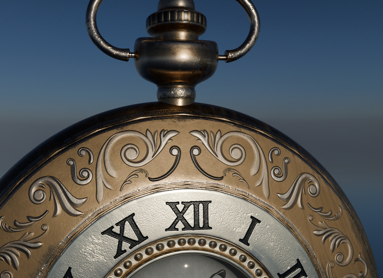 4K High Polly Vintage Pocket Watch 3D model_6