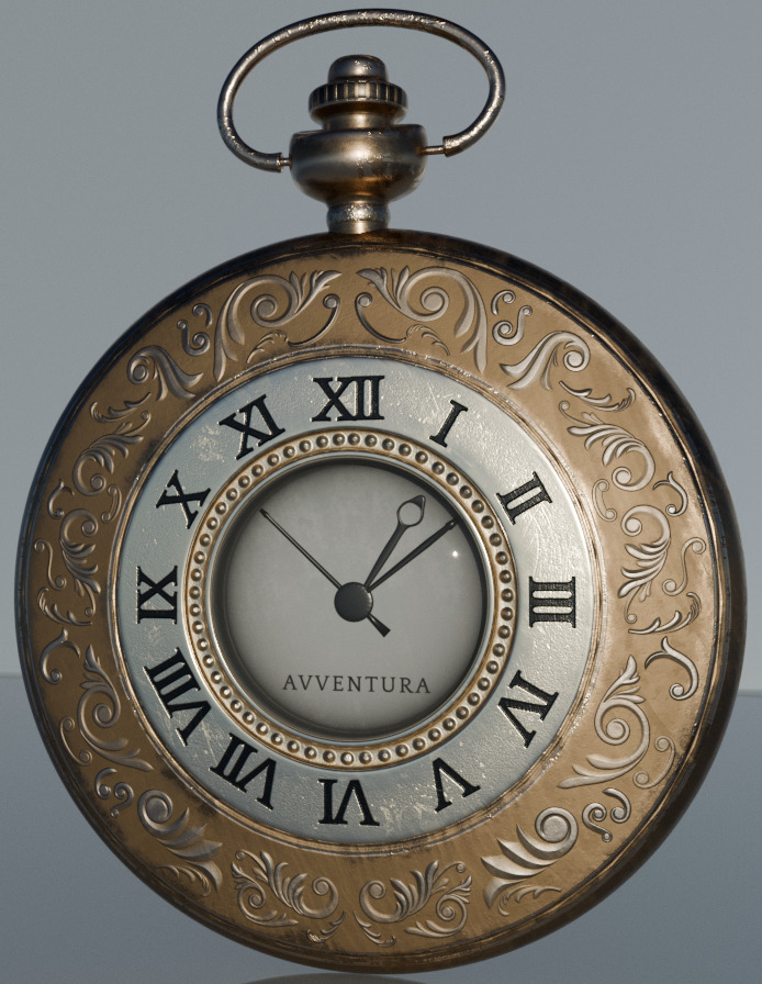 4K High Polly Vintage Pocket Watch 3D model_1