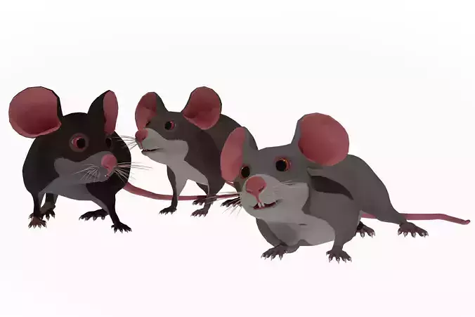 Cartoon Mouse Low-poly 3D model