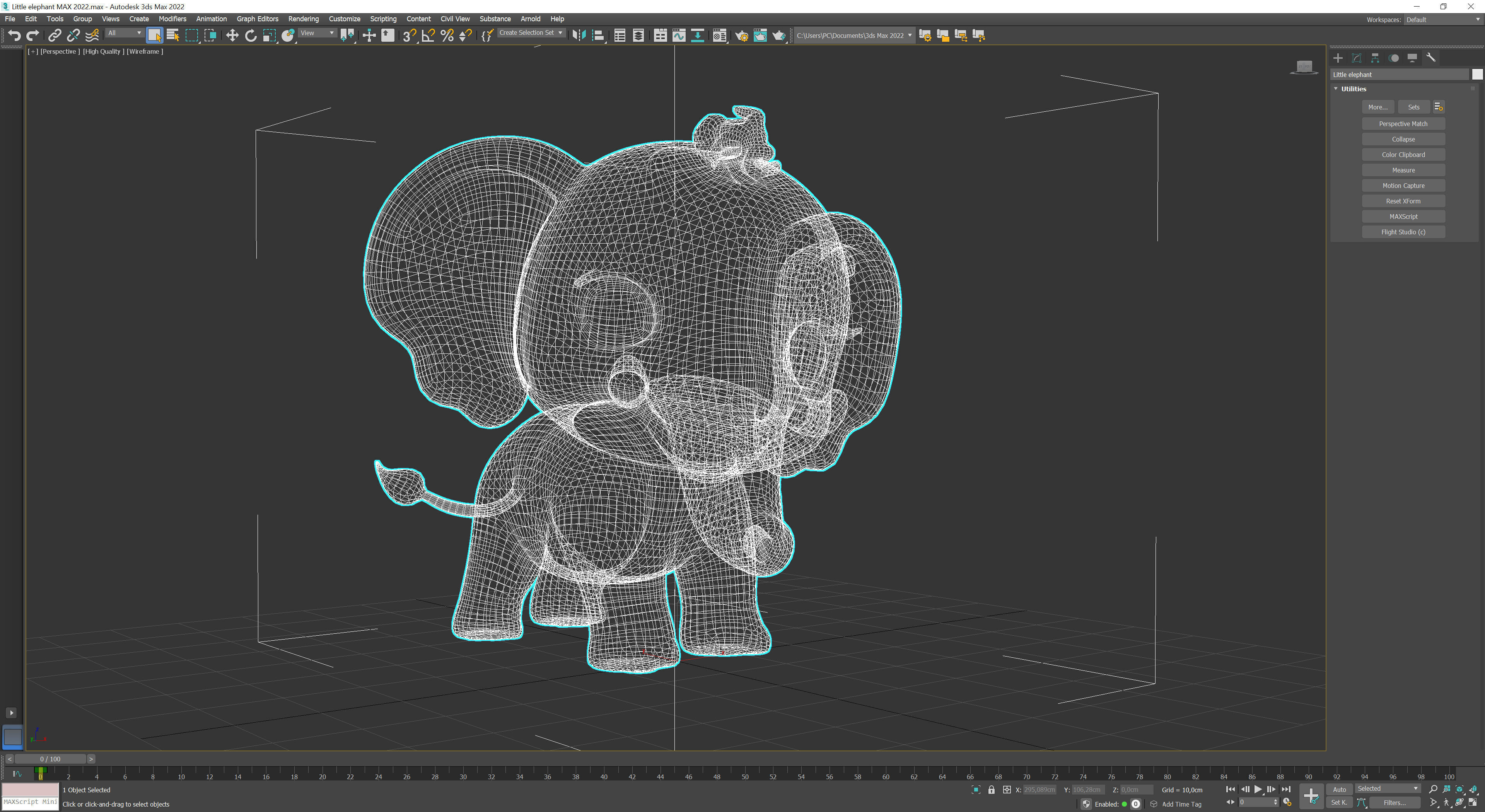 Little elephant Low-poly 3D model_10