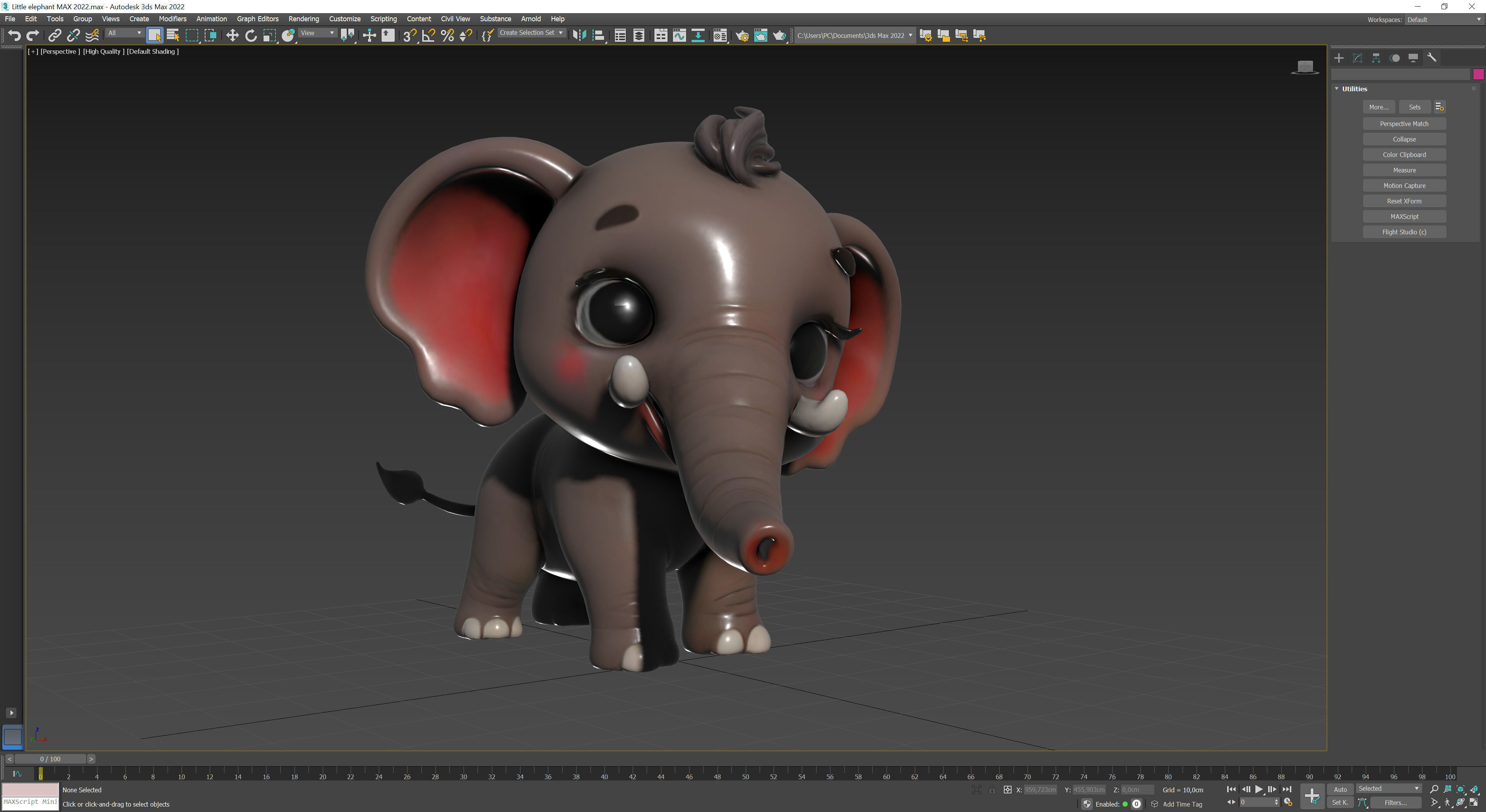 Little elephant Low-poly 3D model_9