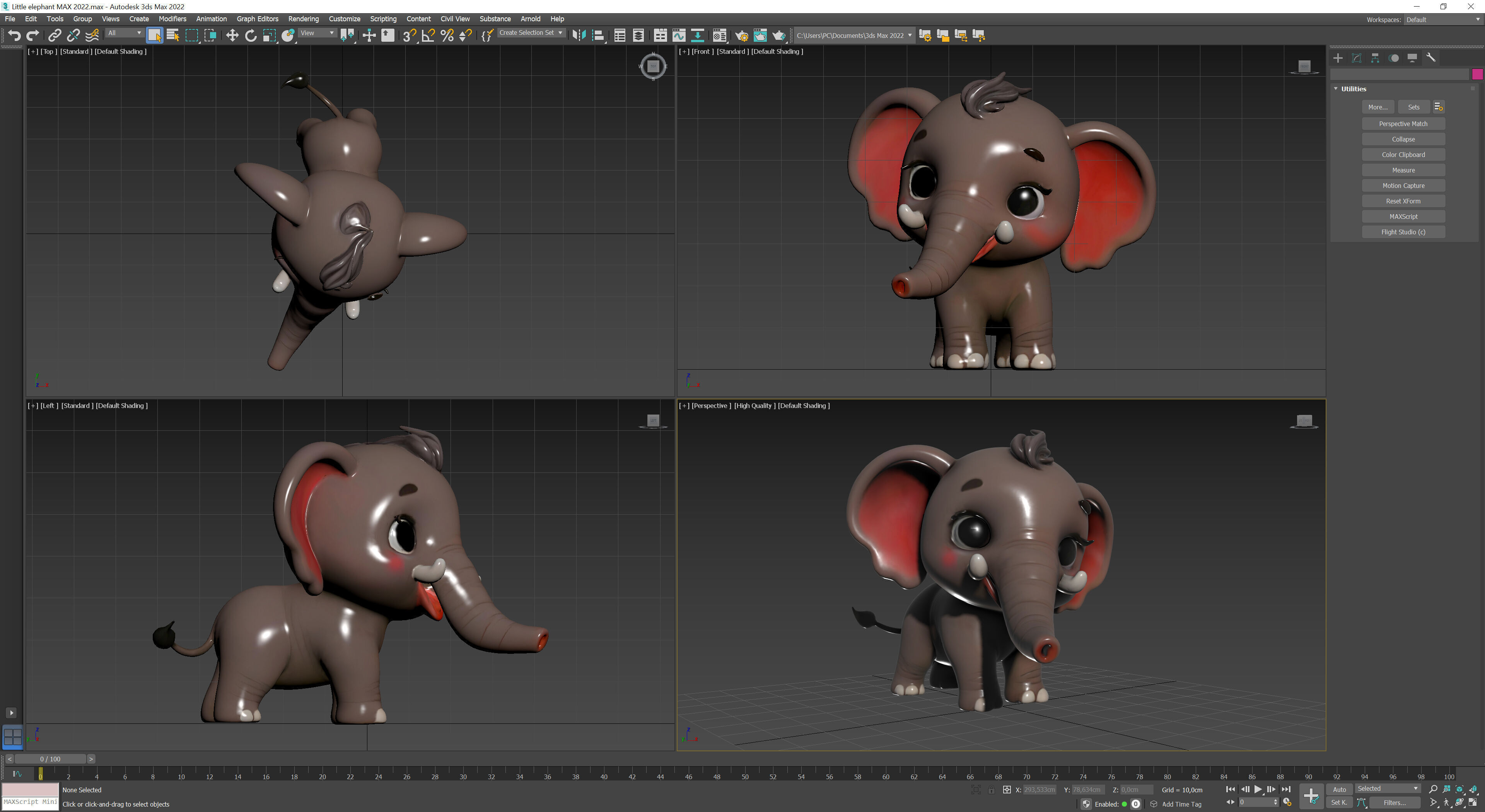 Little elephant Low-poly 3D model_8