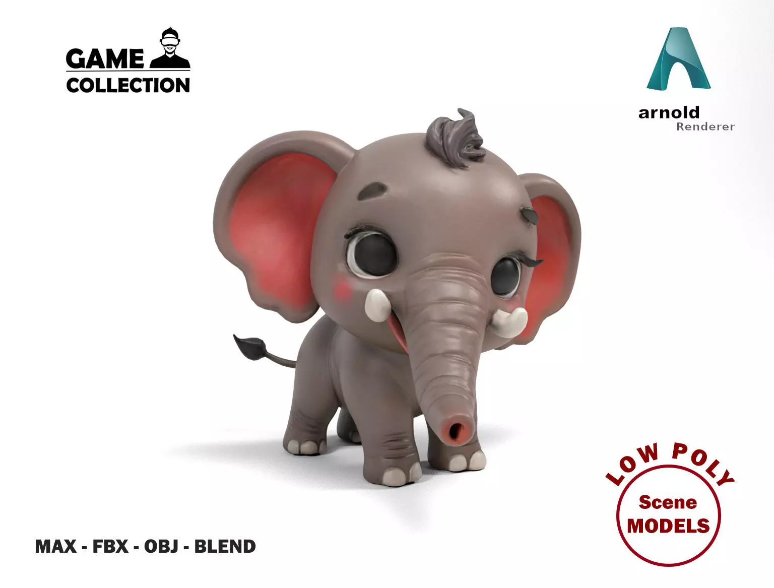 Little elephant Low-poly 3D model_0