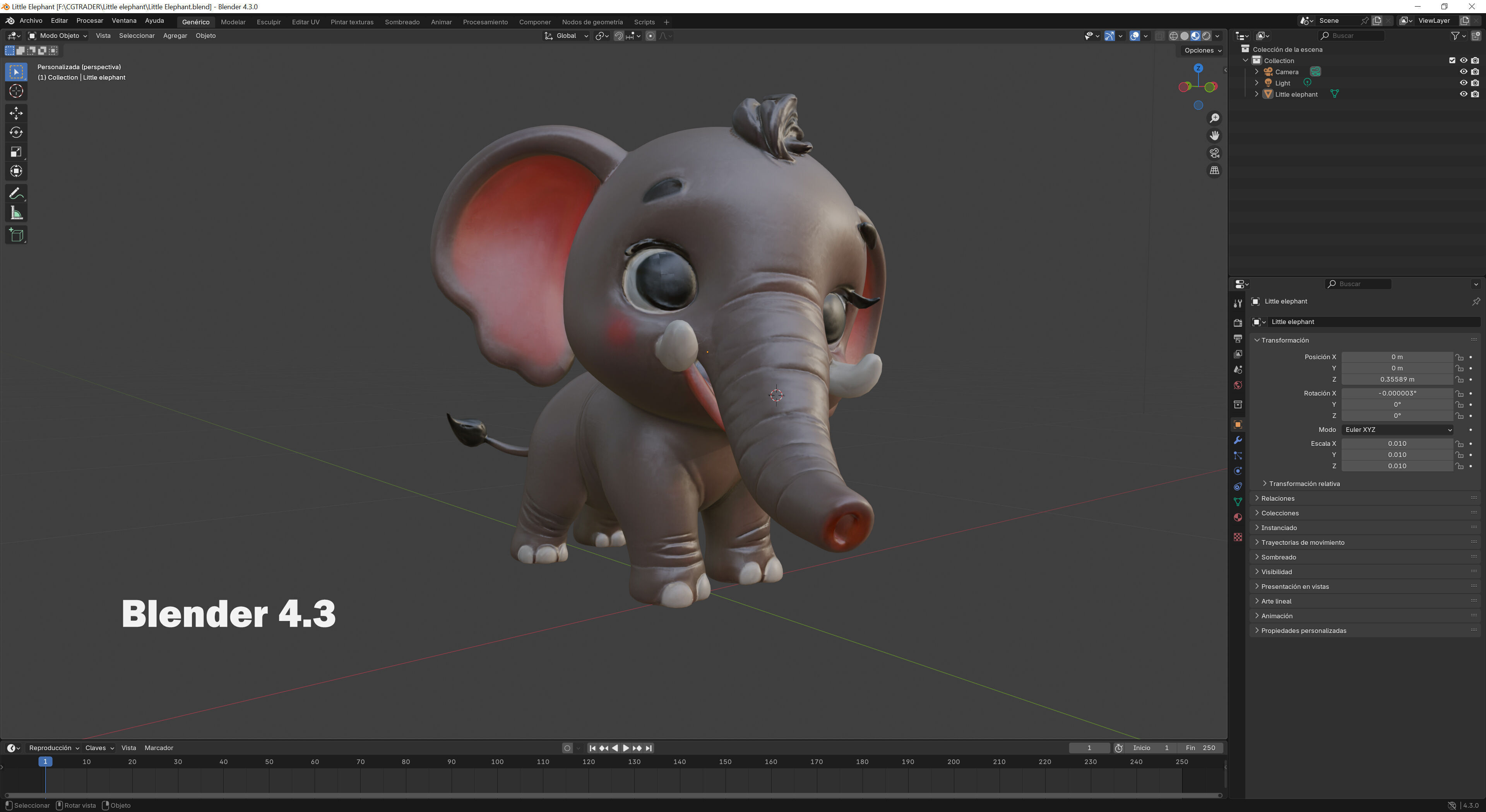 Little elephant Low-poly 3D model_11