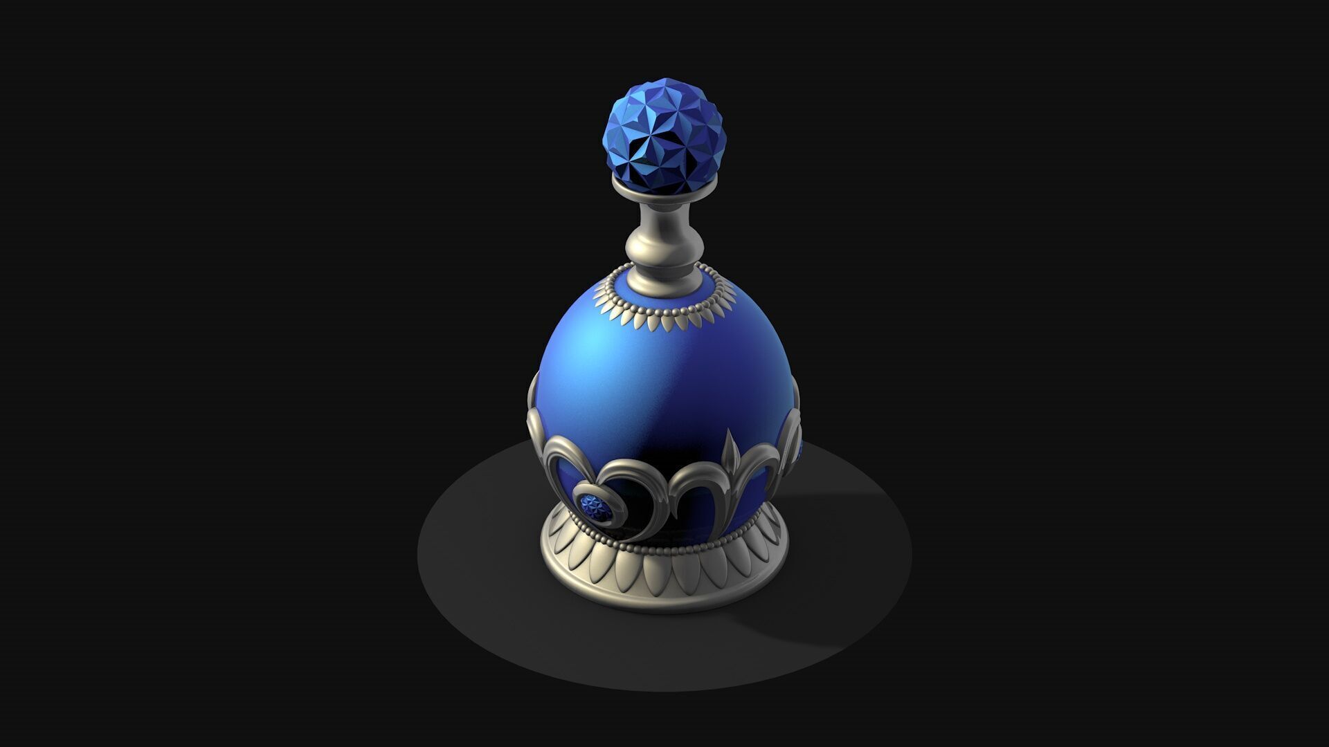 Vintage Perfume Bottle Blue 3D model_1