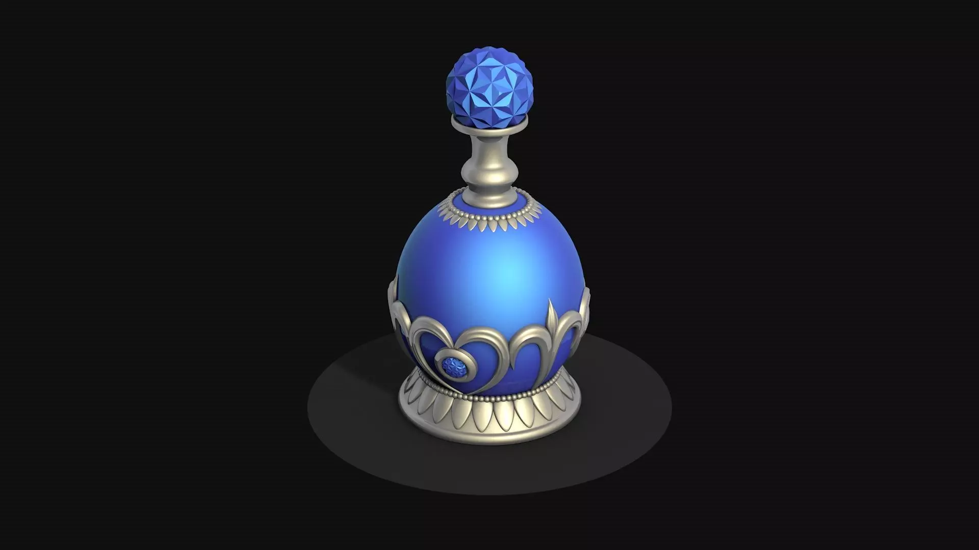 Vintage Perfume Bottle Blue 3D model_0