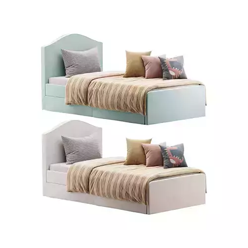 Upholstered bed frame Kilanda light beige Luroy Standard Single