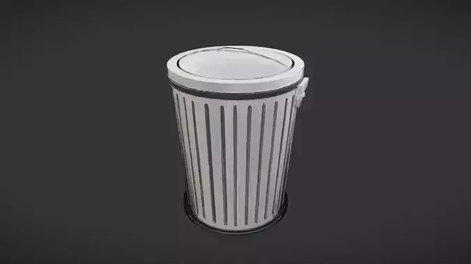 metallic trash can