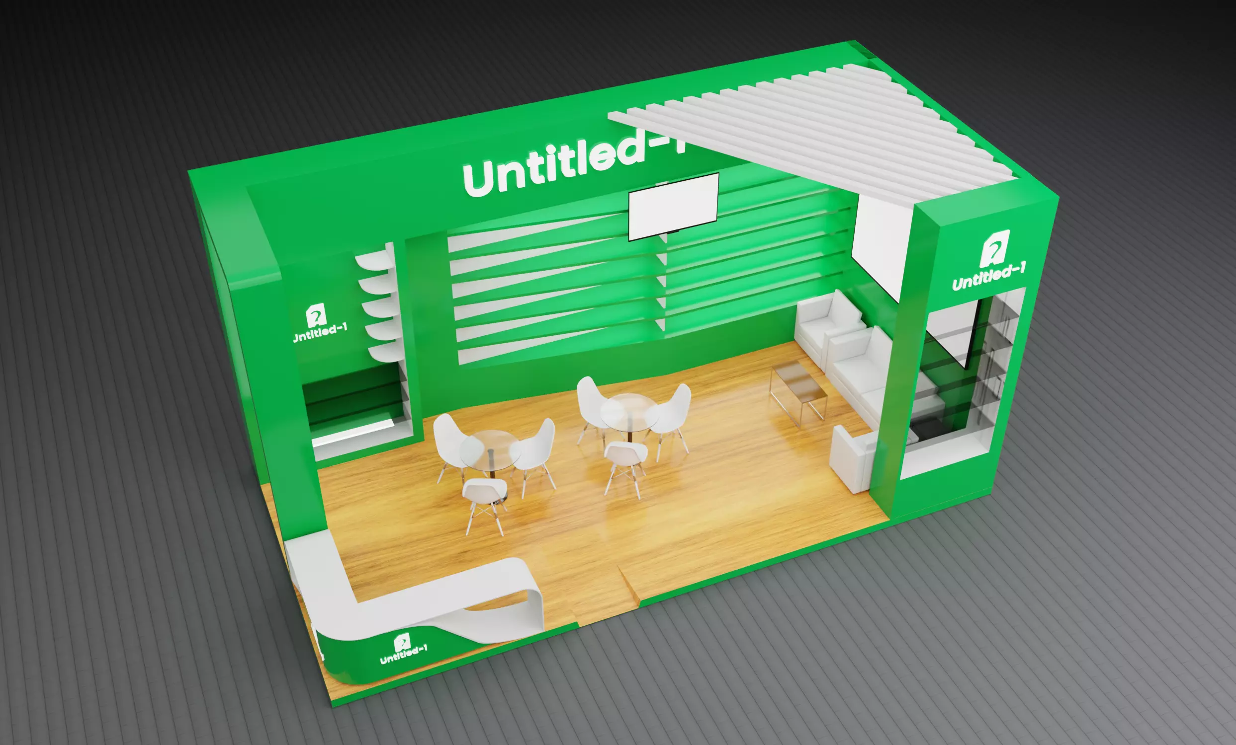Exhibition Stall design 2 side open 3D model_0