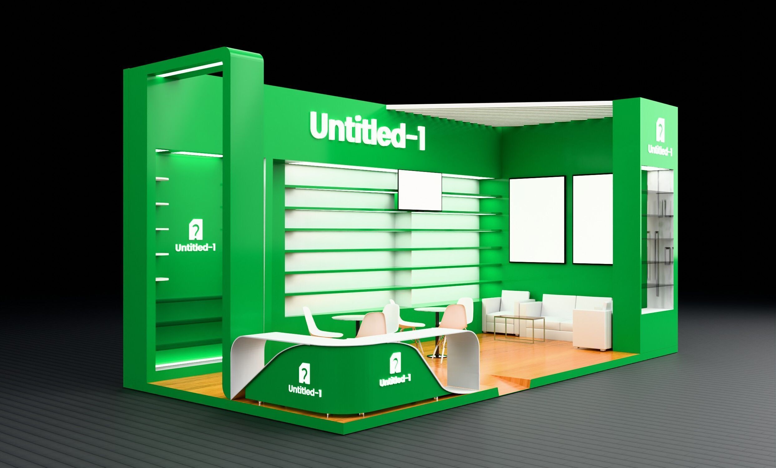 Exhibition Stall design 2 side open 3D model_1