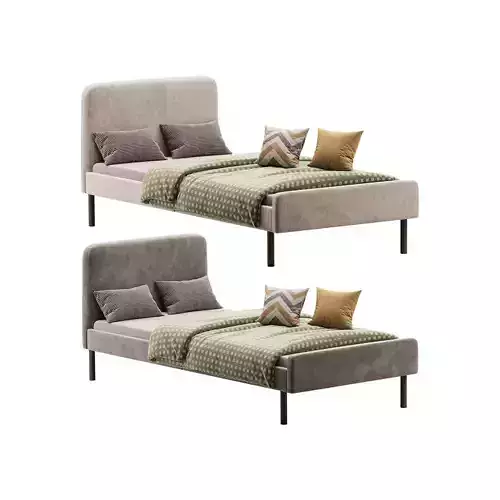 Upholstered bed frame Vissle dark grey Standard Single 3D model