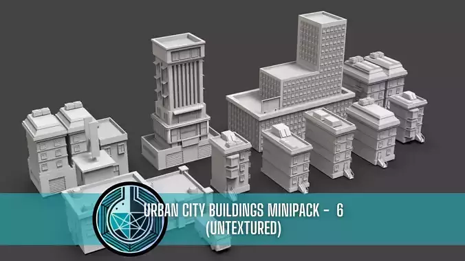 Low Poly 10 Urban City Buildings Mini Pack 6 - Untextured