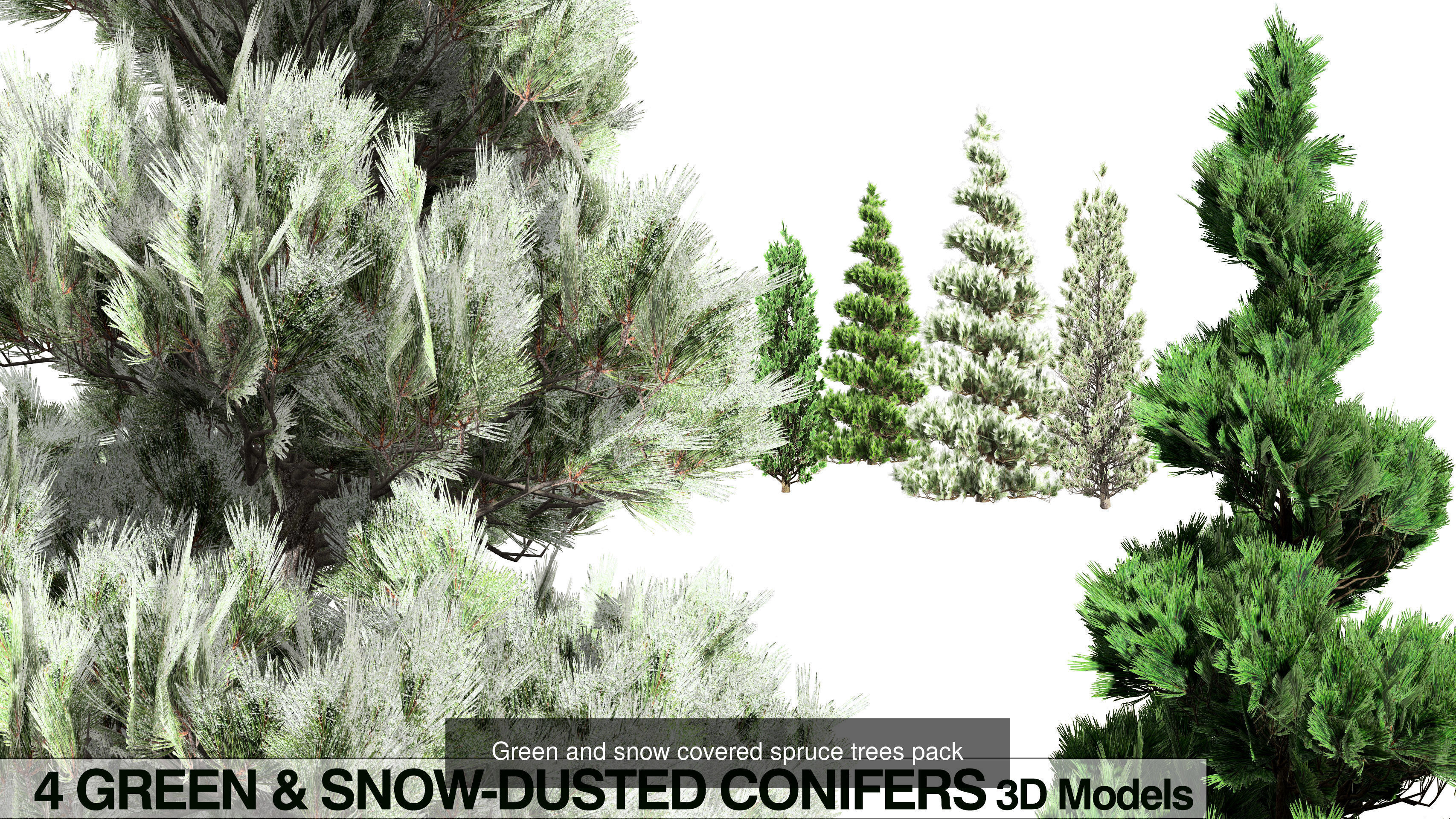 Realistic Conifer Tree Assets LowPoly 3D Model Collection_33