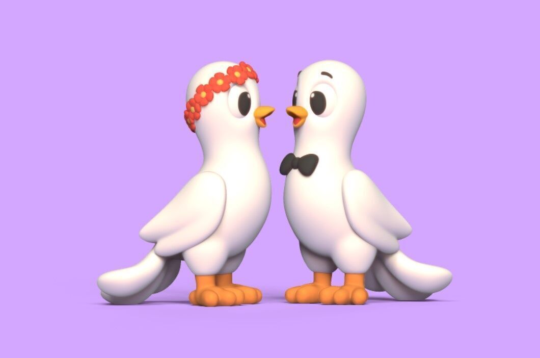 Dove Wedding Cake Topper 3D print model_1