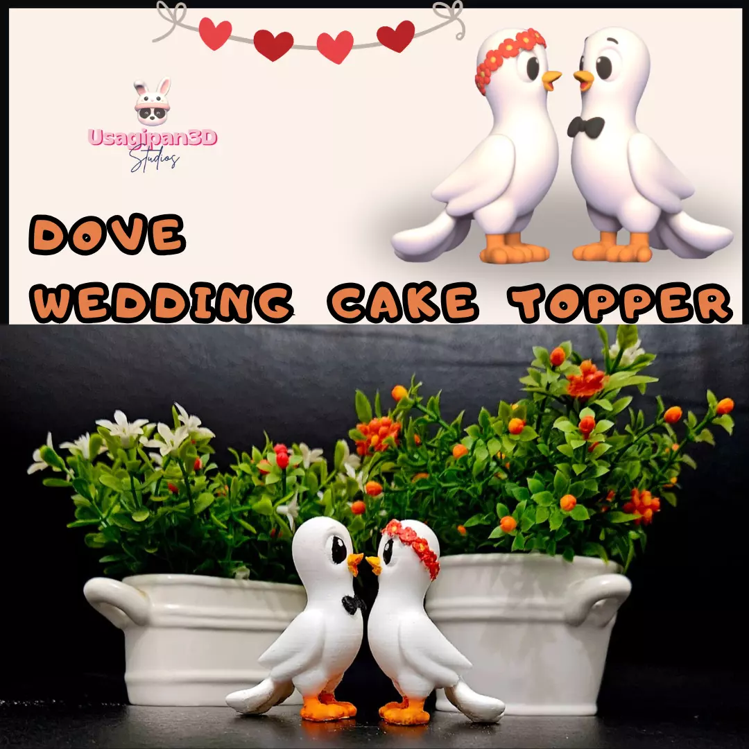 Dove Wedding Cake Topper 3D print model_0