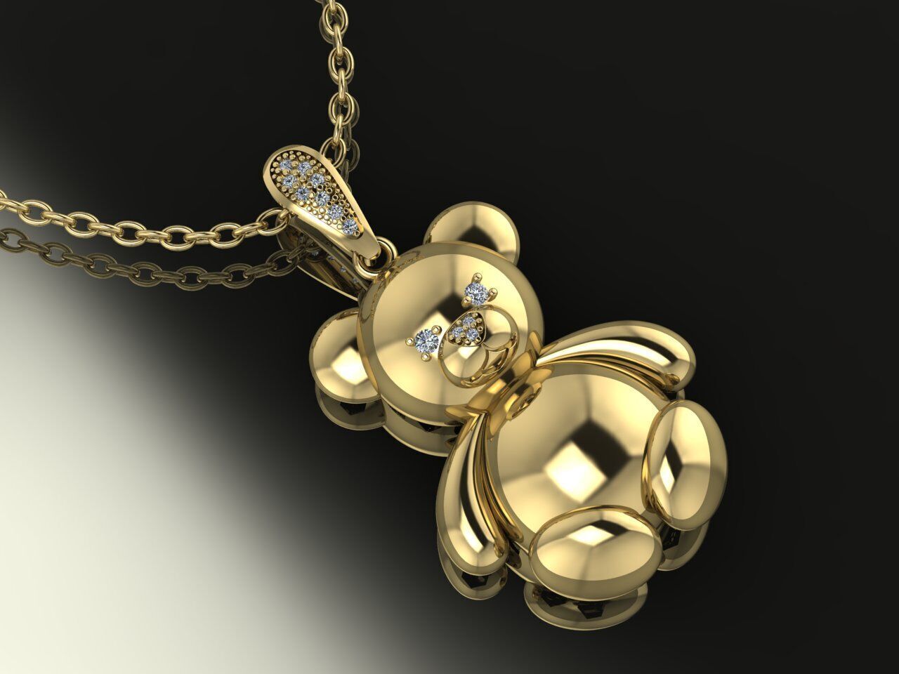Bear Pendant Gold 3D print model_2
