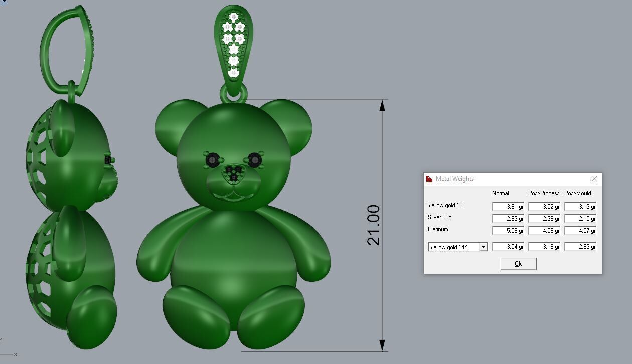 Bear Pendant Gold 3D print model_6