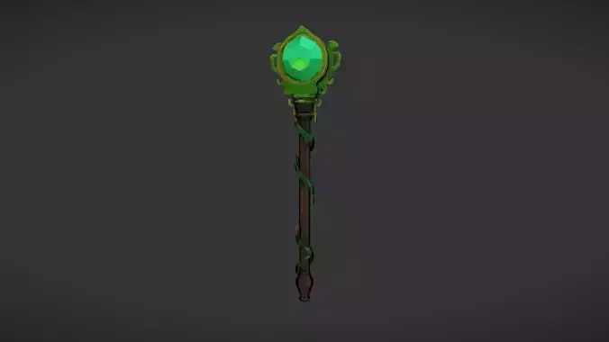 magical staff with green gemstone