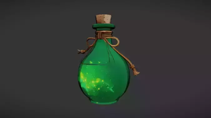 glass potion bottle with green liquid