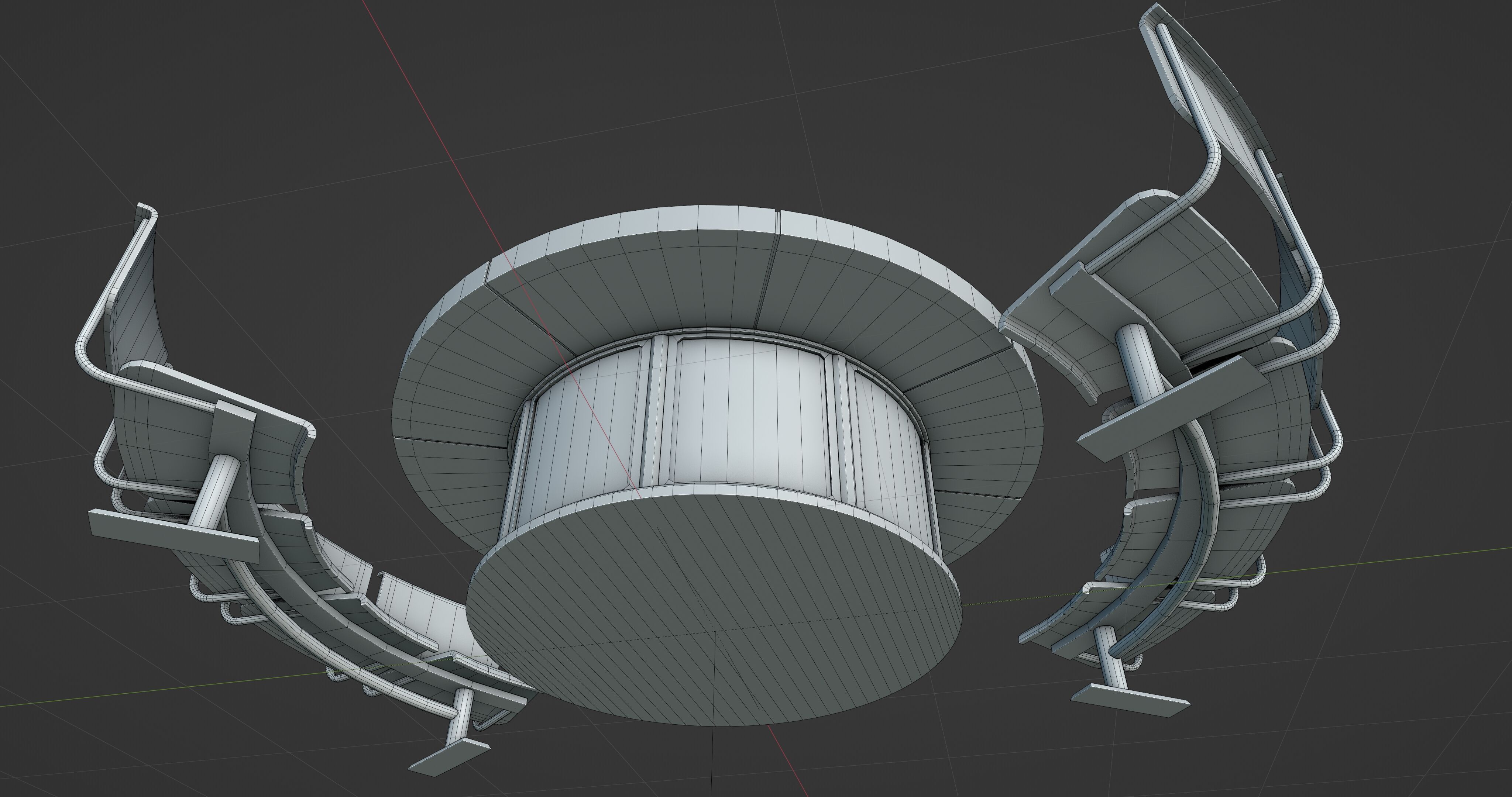 Table and Seats PBR Low-poly 3D model_11