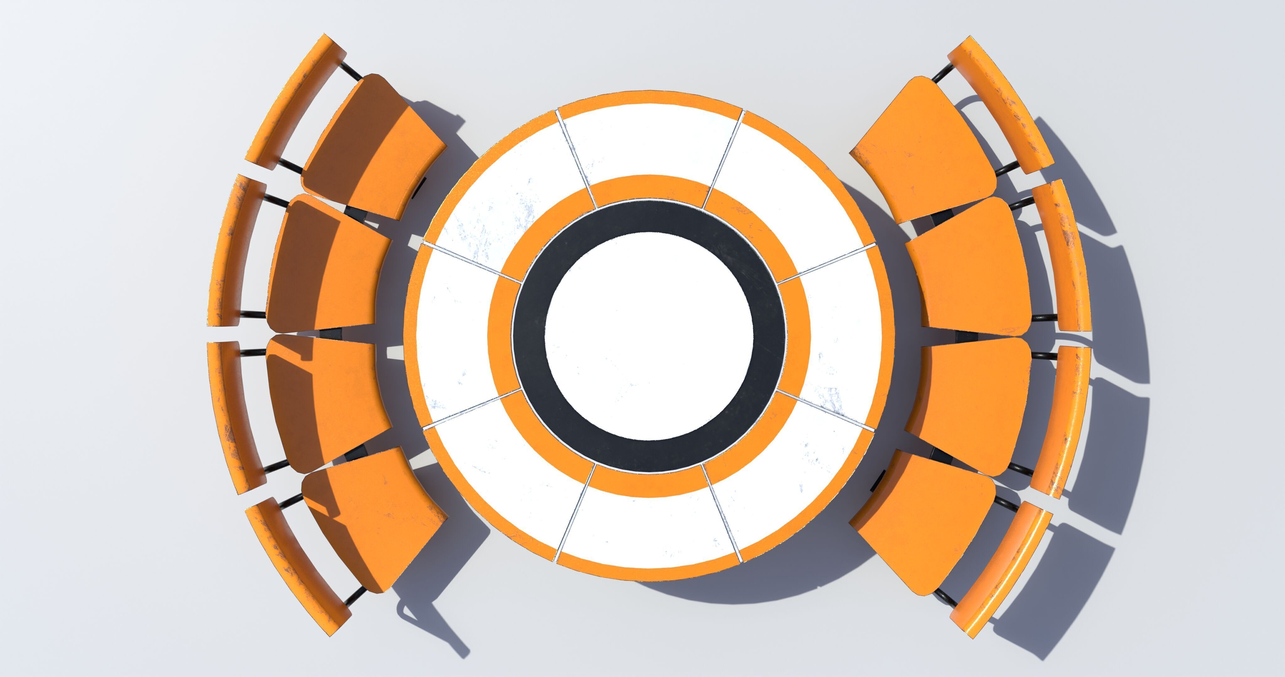 Table and Seats PBR Low-poly 3D model_7